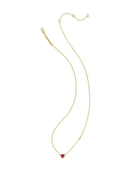 Enamel 18k Gold Vermeil Heart Pendant Necklace in Red Enamel