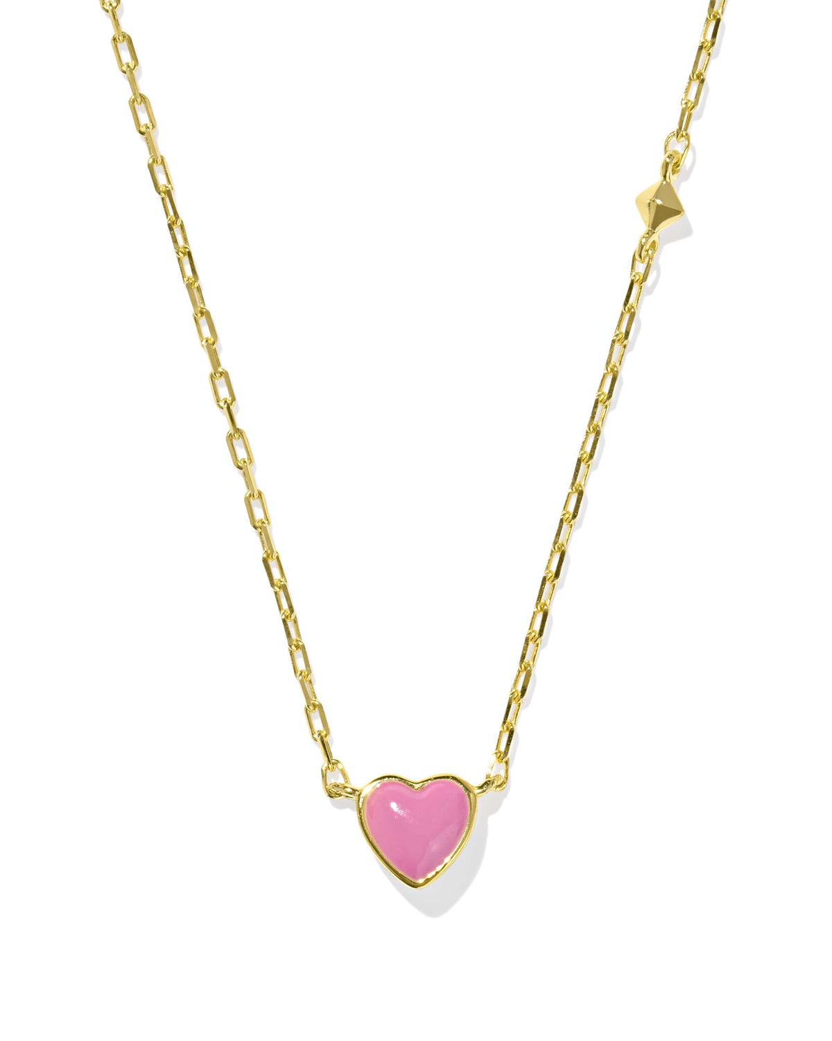 Enamel 18k Gold Vermeil Heart Pendant Necklace in Pink Enamel