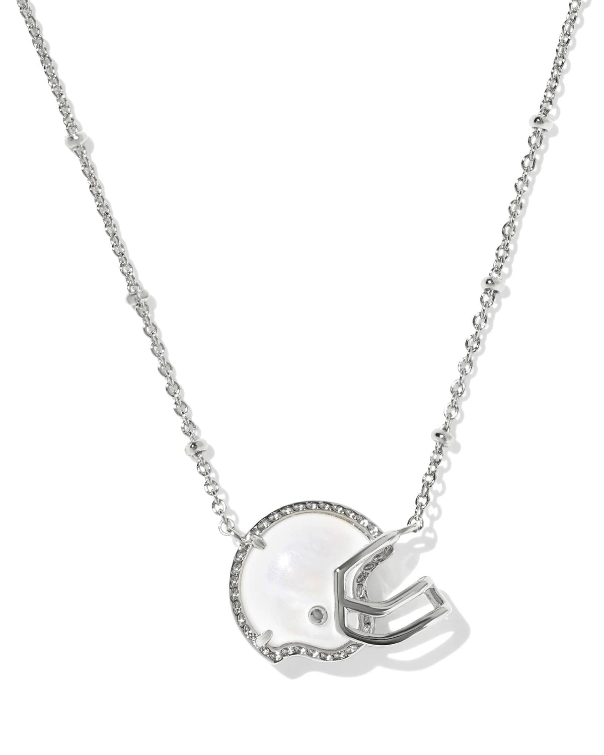 Football Helmet Silver Short Pendant Necklace
