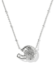 Football Helmet Silver Short Pendant Necklace