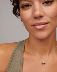 Football Silver Short Pendant Necklace in Orange Goldstone