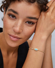 Grayson Gold Stretch Bracelet in Light Blue Magnesite