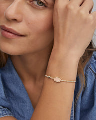 Grayson Gold Stretch Bracelet in Rose Quartz
