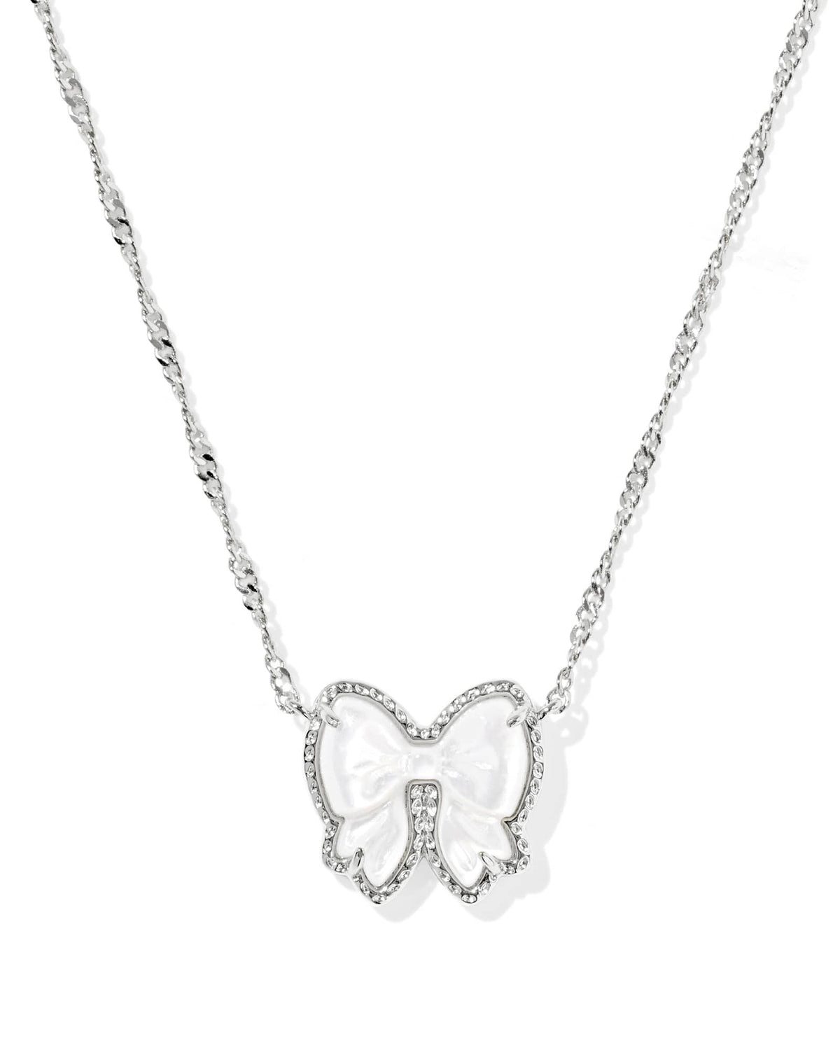 Haley Bow Silver Short Pendant Necklace
