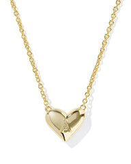 Ari Heart Letter A Gold Short Pendant Necklace