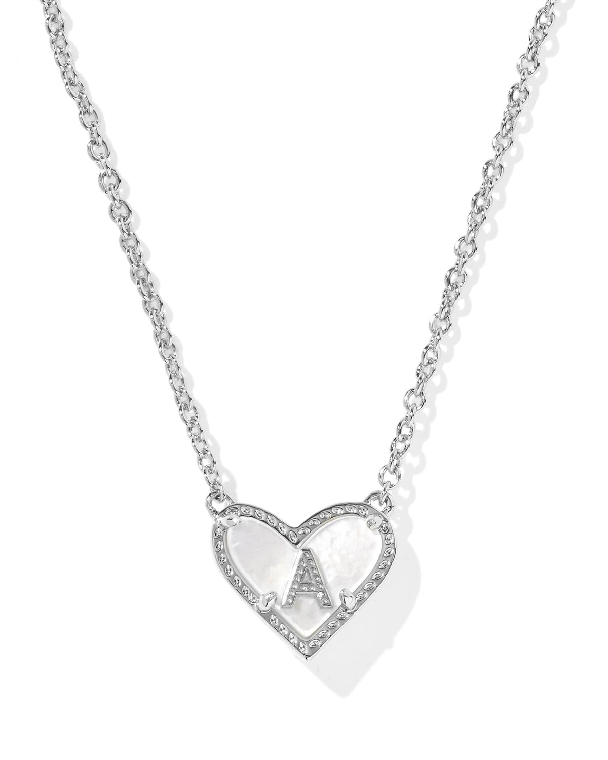 Ari Heart Letter A Silver Short Pendant Necklace
