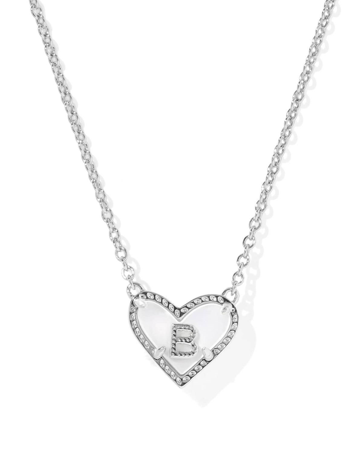 Ari Heart Letter B Silver Short Pendant Necklace