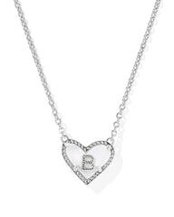 Ari Heart Letter B Silver Short Pendant Necklace