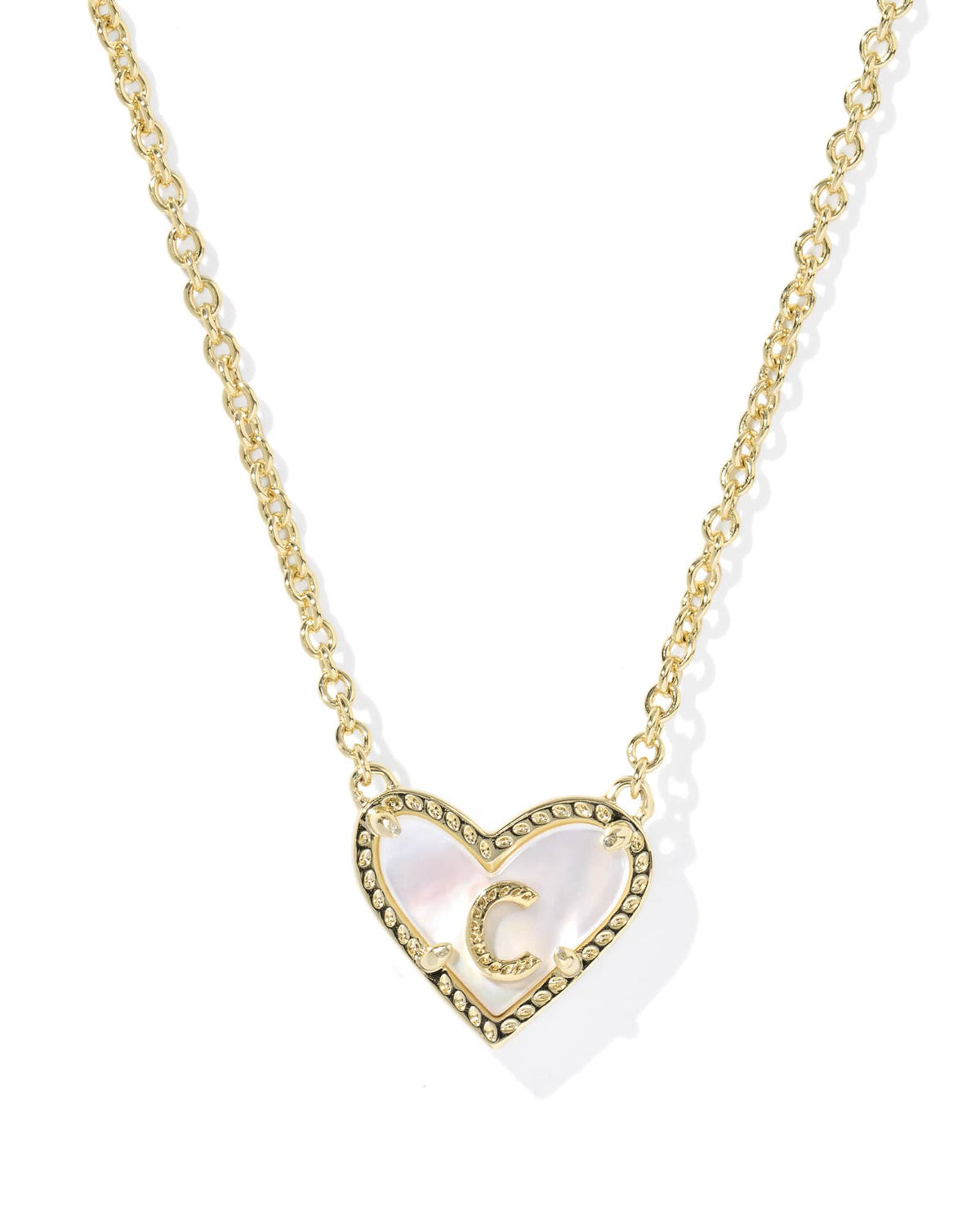 Ari Heart Letter C Gold Short Pendant Necklace
