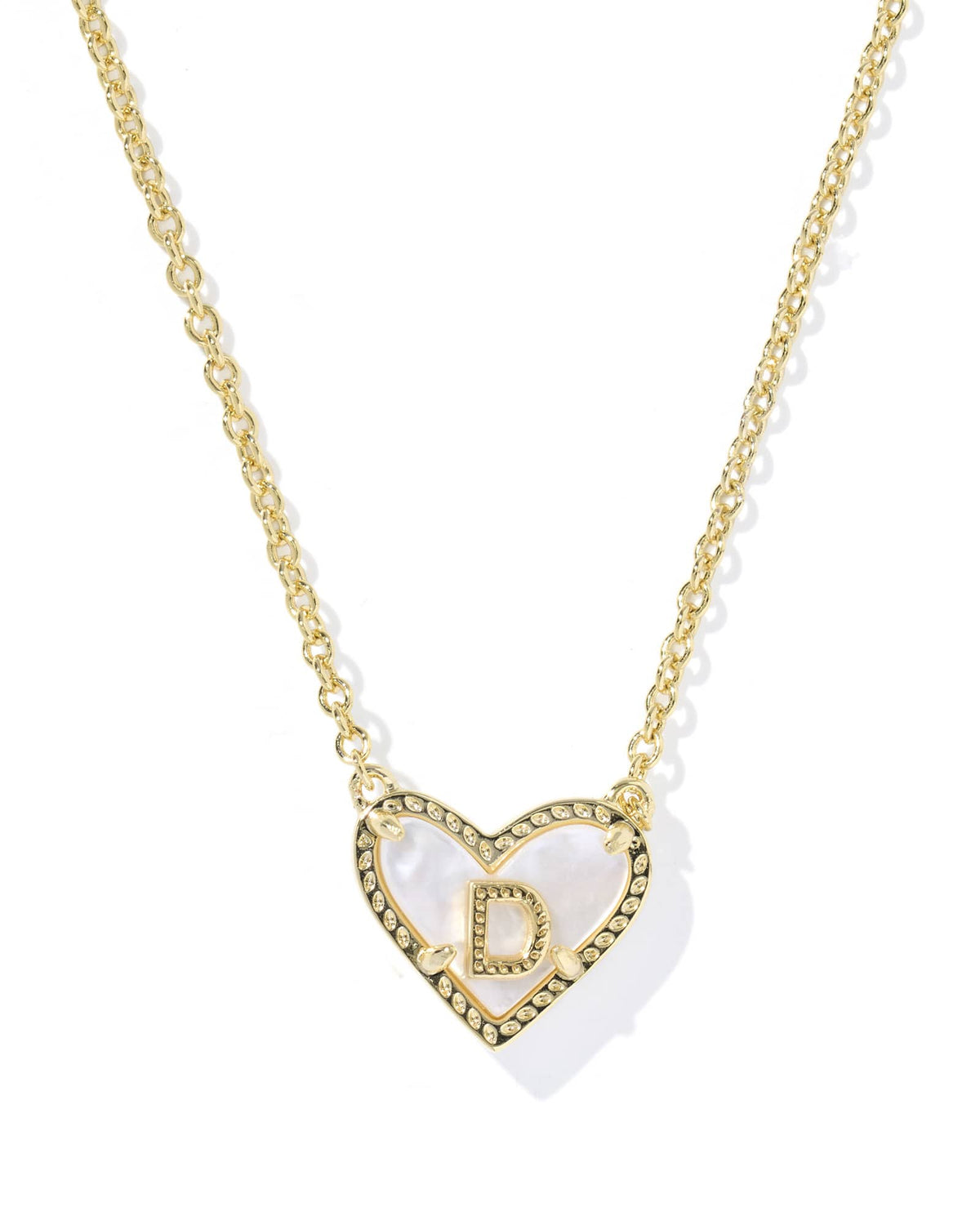 Ari Heart Letter D Gold Short Pendant Necklace