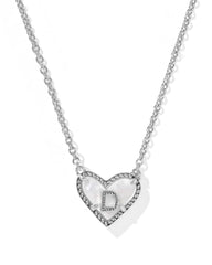 Ari Heart Letter D Silver Short Pendant Necklace
