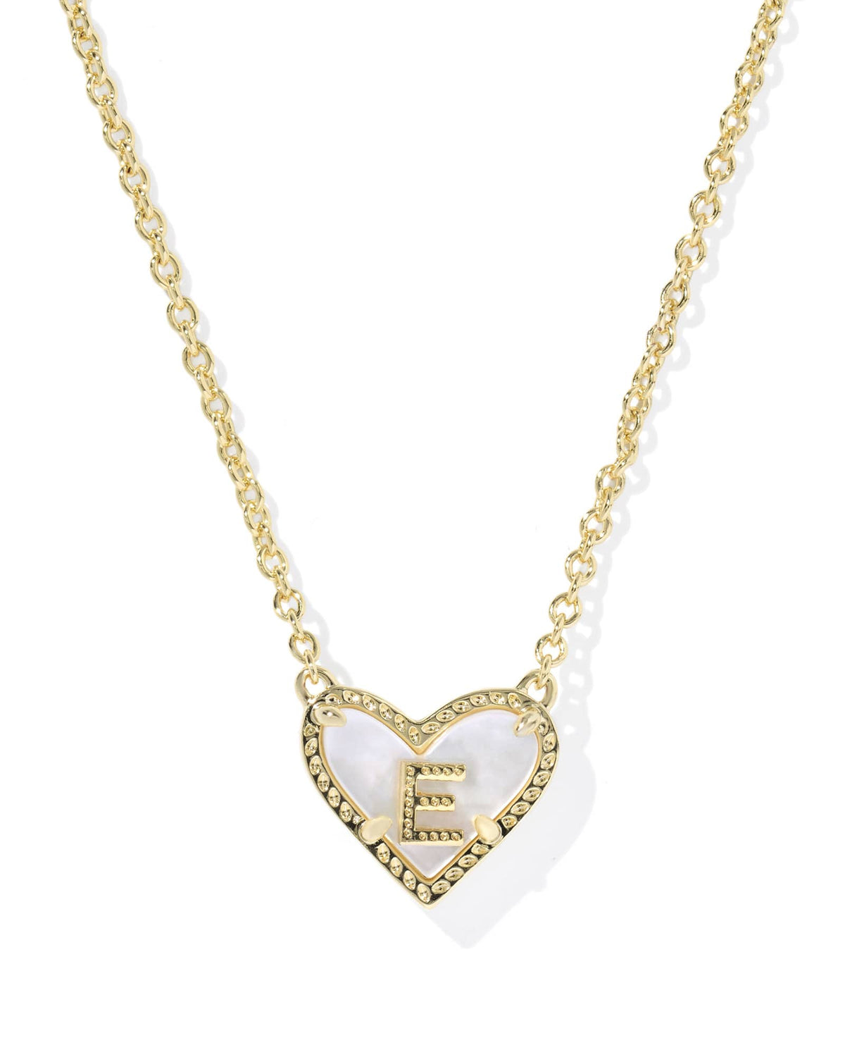 Ari Heart Letter E Gold Short Pendant Necklace