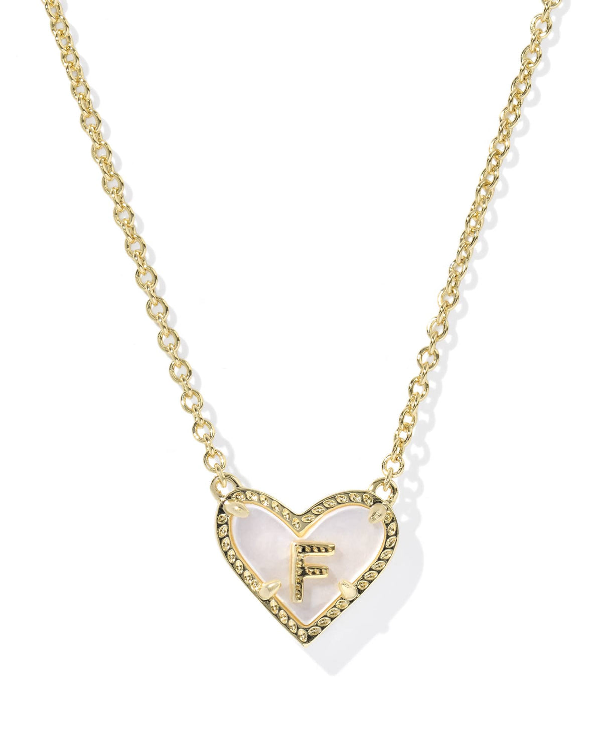 Ari Heart Letter F Gold Short Pendant Necklace