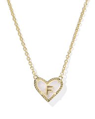 Ari Heart Letter F Gold Short Pendant Necklace