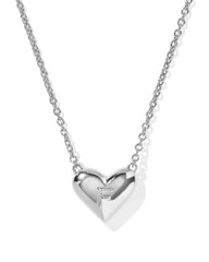 Ari Heart Letter F Silver Short Pendant Necklace