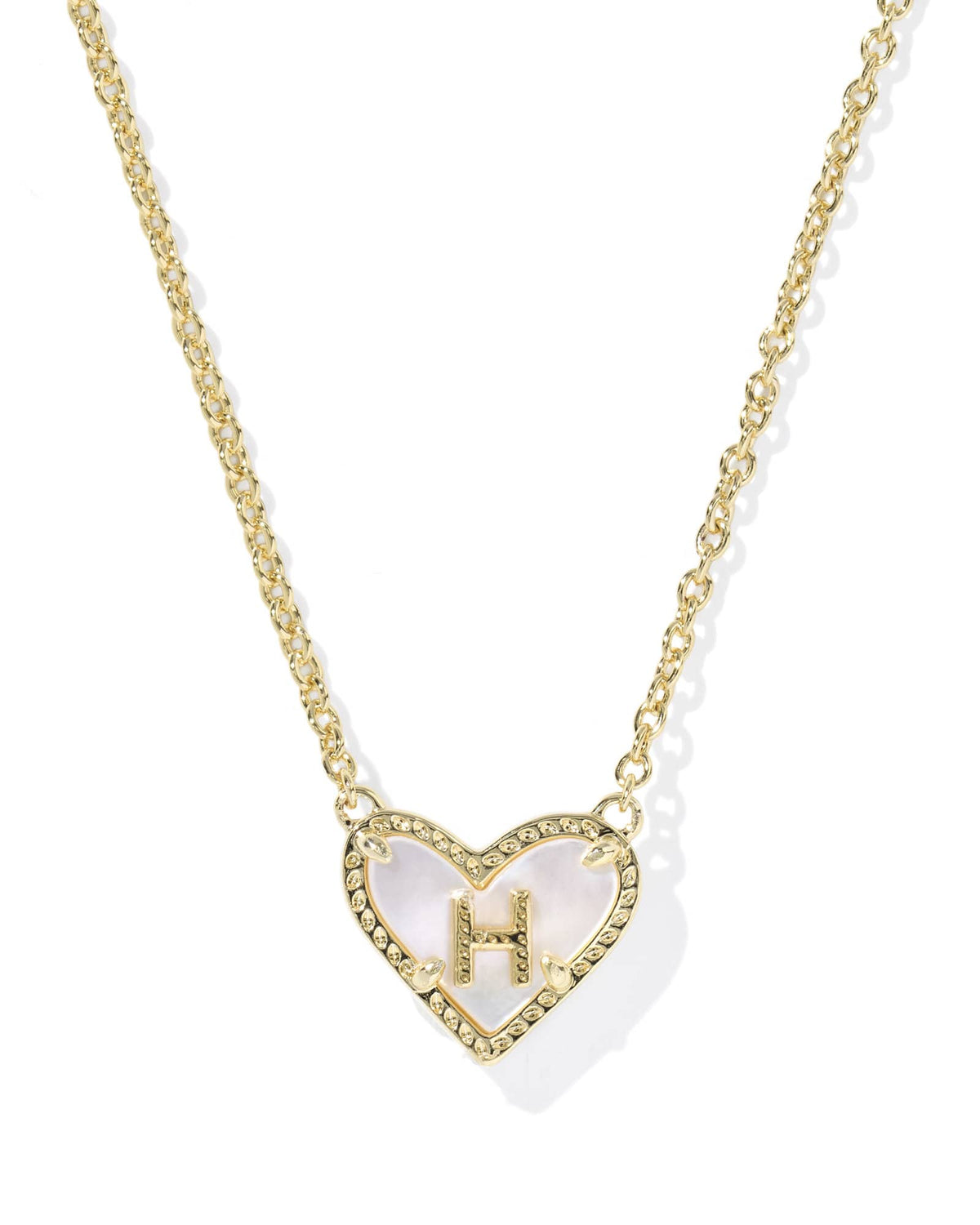 Ari Heart Letter H Gold Short Pendant Necklace