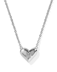Ari Heart Letter H Silver Short Pendant Necklace