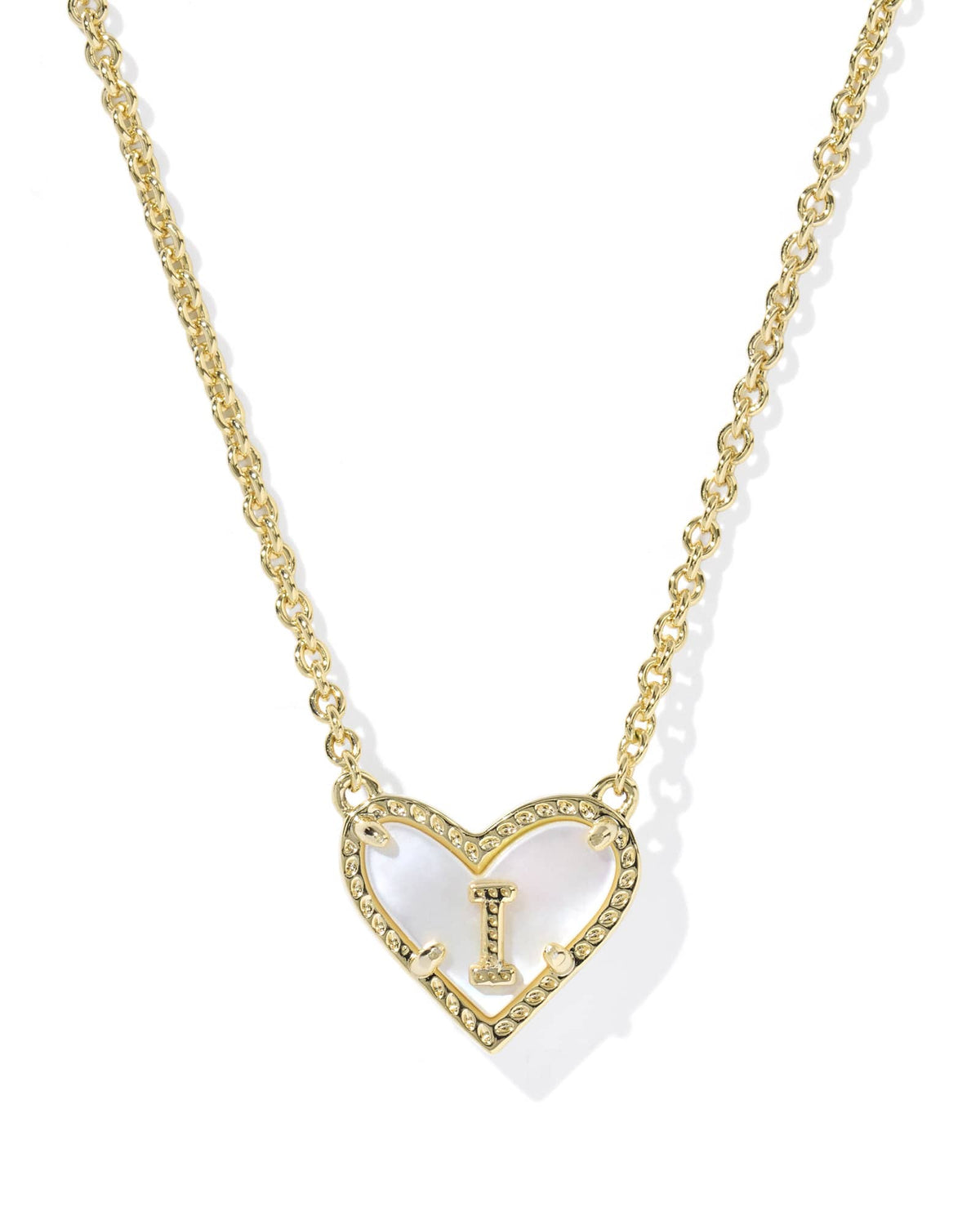 Ari Heart Letter I Gold Short Pendant Necklace