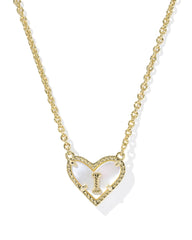 Ari Heart Letter I Gold Short Pendant Necklace