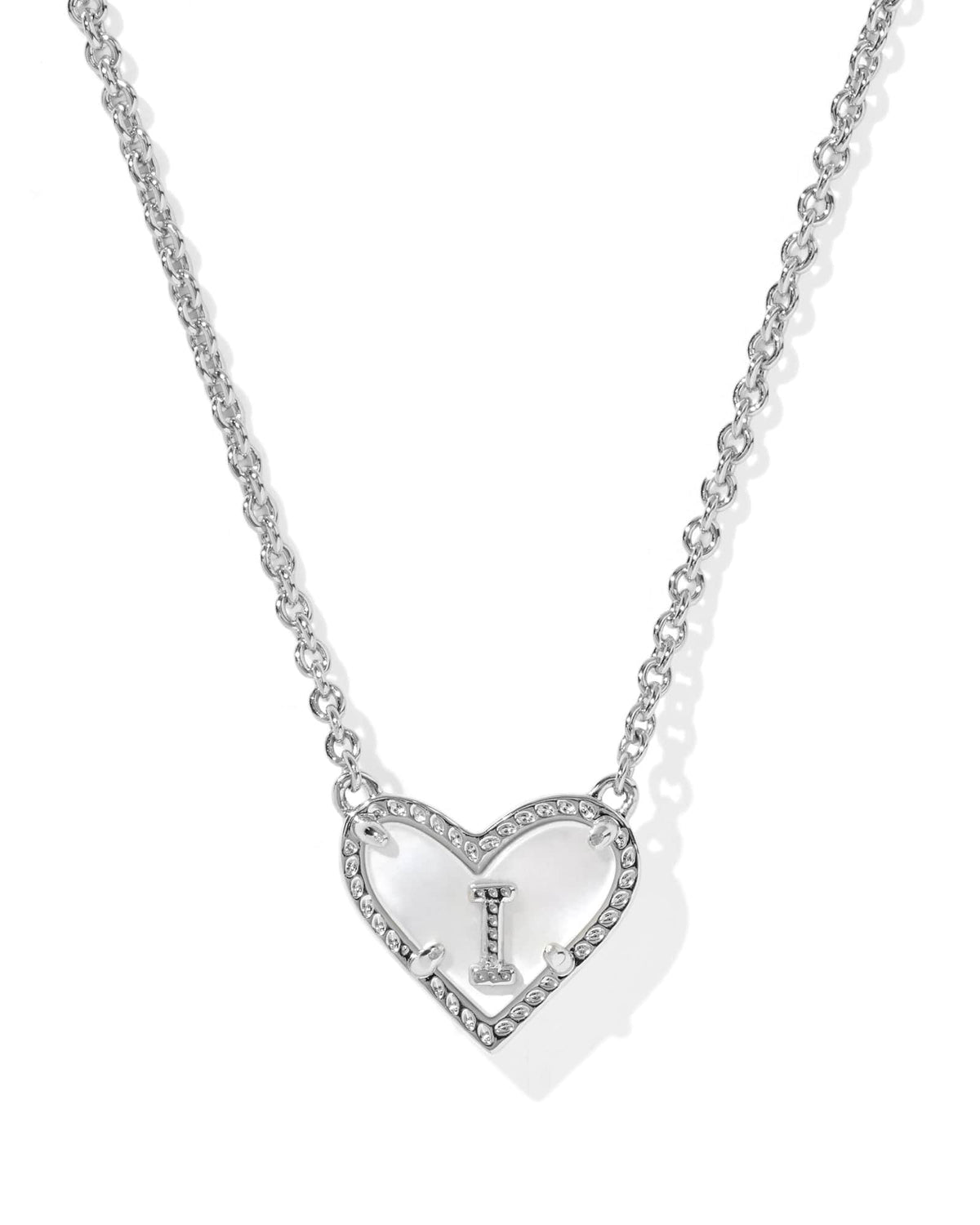 Ari Heart Letter I Silver Short Pendant Necklace