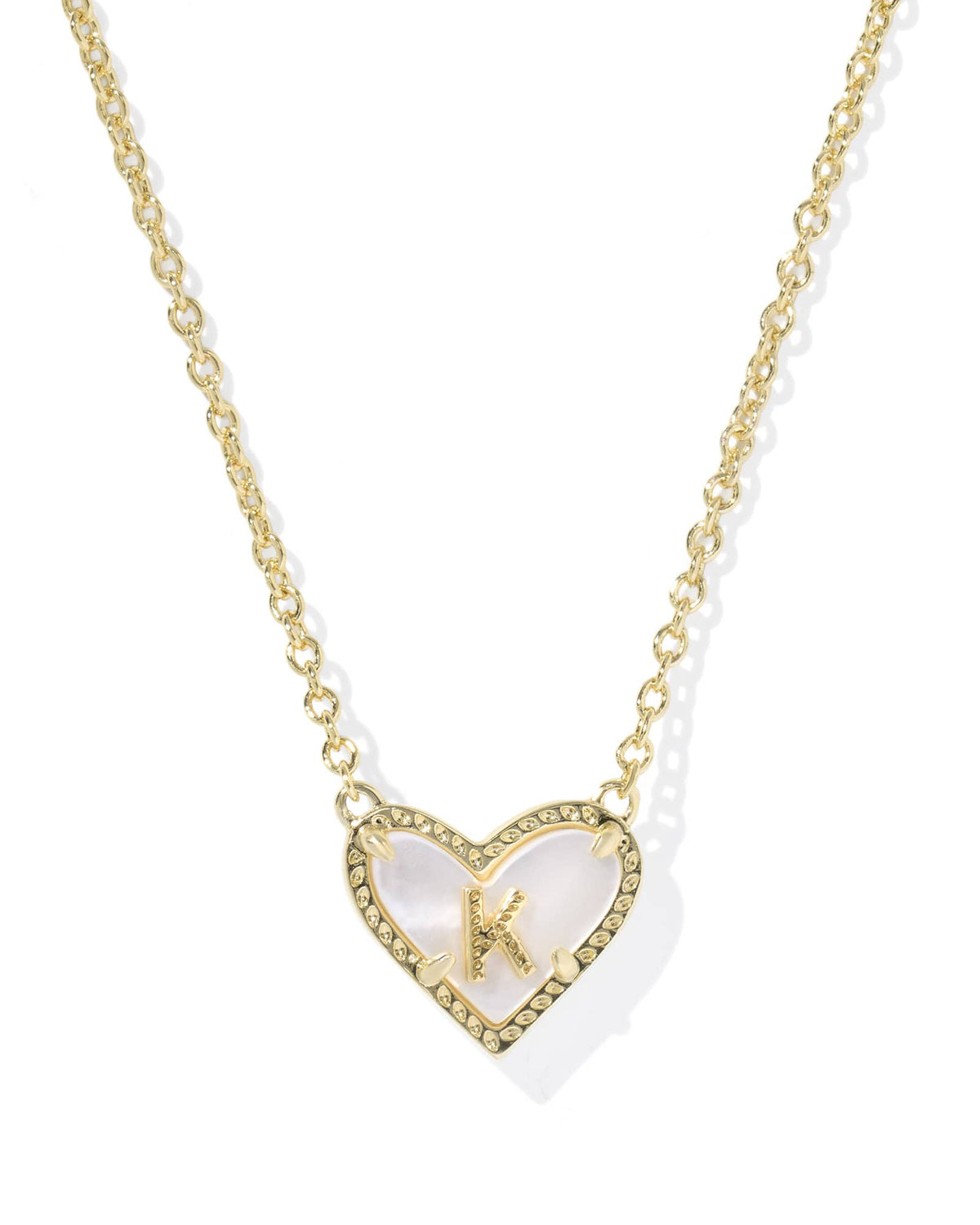 Ari Heart Letter K Gold Short Pendant Necklace