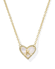 Ari Heart Letter K Gold Short Pendant Necklace