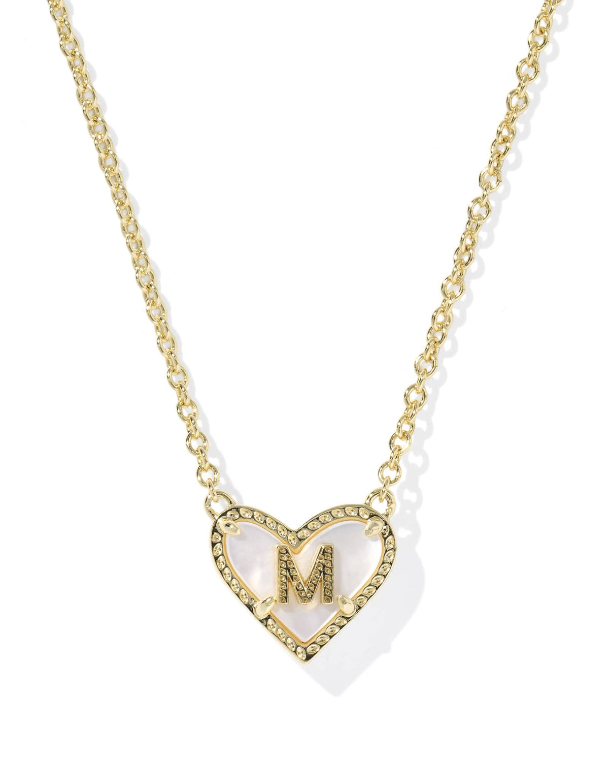Ari Heart Letter M Gold Short Pendant Necklace
