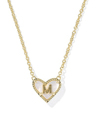 Ari Heart Letter M Gold Short Pendant Necklace