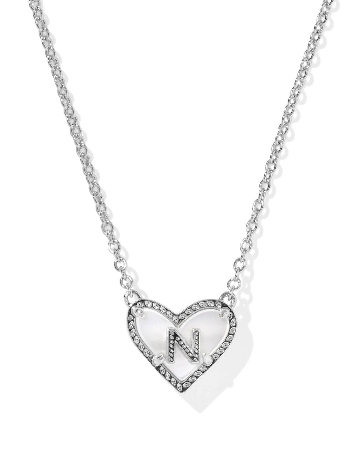 Ari Heart Letter N Silver Short Pendant Necklace