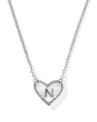 Ari Heart Letter N Silver Short Pendant Necklace
