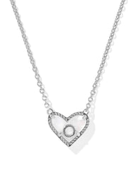 Ari Heart Letter O Silver Short Pendant Necklace