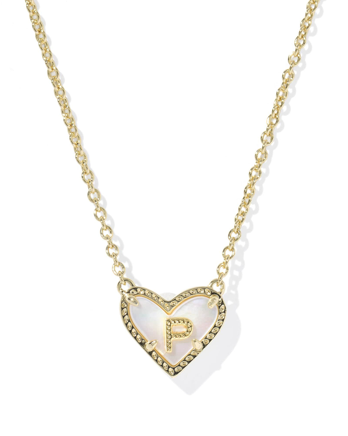Ari Heart Letter P Gold Short Pendant Necklace