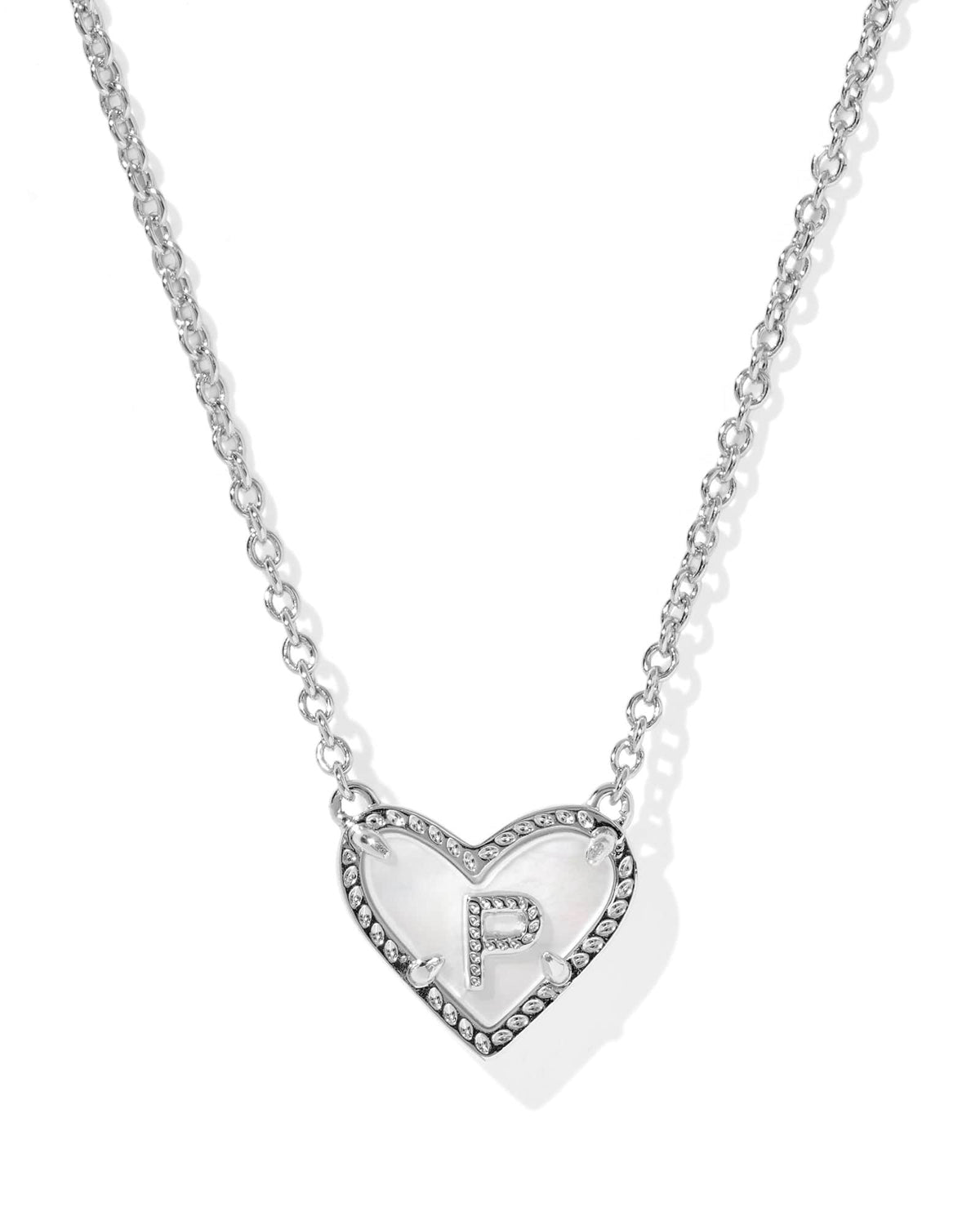 Ari Heart Letter P Silver Short Pendant Necklace