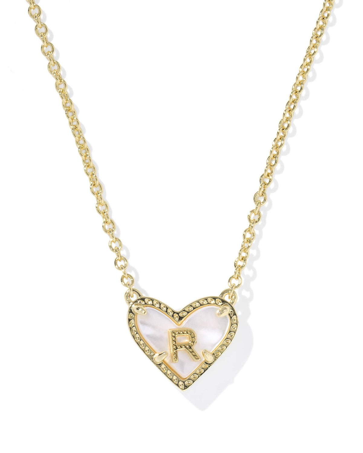 Ari Heart Letter R Gold Short Pendant Necklace