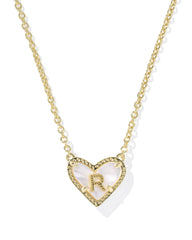 Ari Heart Letter R Gold Short Pendant Necklace