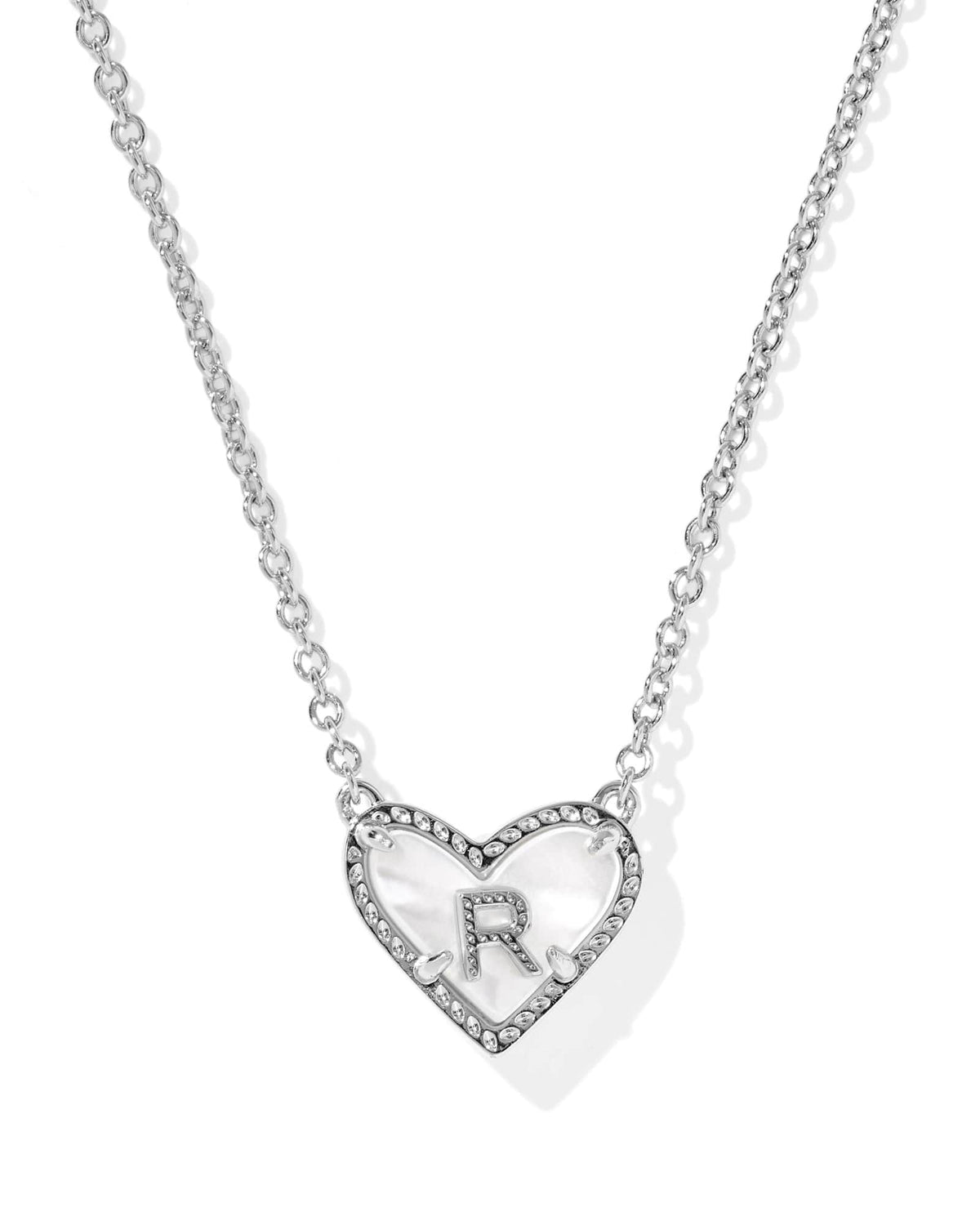 Ari Heart Letter R Silver Short Pendant Necklace