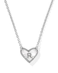 Ari Heart Letter R Silver Short Pendant Necklace