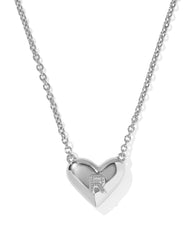 Ari Heart Letter R Silver Short Pendant Necklace