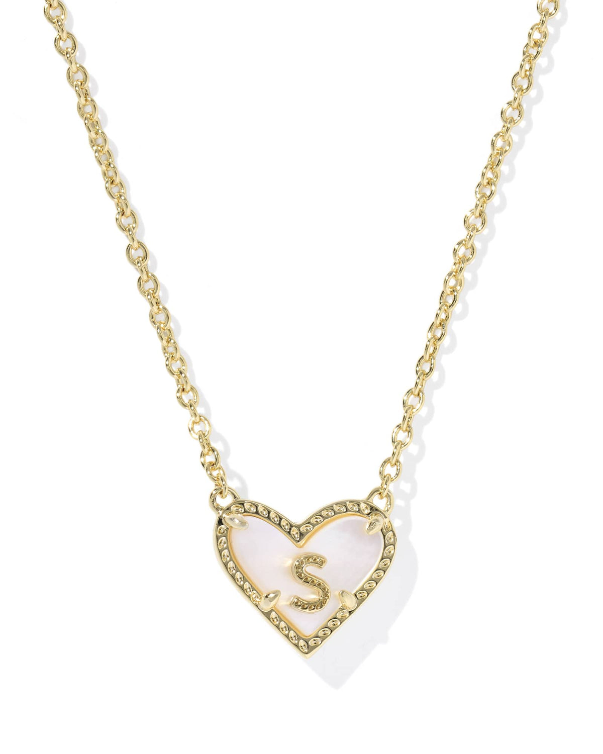 Ari Heart Letter S Gold Short Pendant Necklace