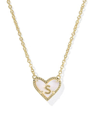 Ari Heart Letter S Gold Short Pendant Necklace
