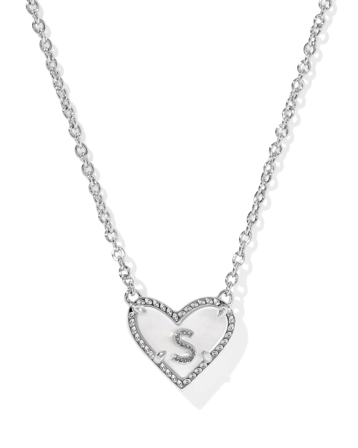 Ari Heart Letter S Silver Short Pendant Necklace
