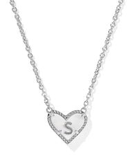 Ari Heart Letter S Silver Short Pendant Necklace
