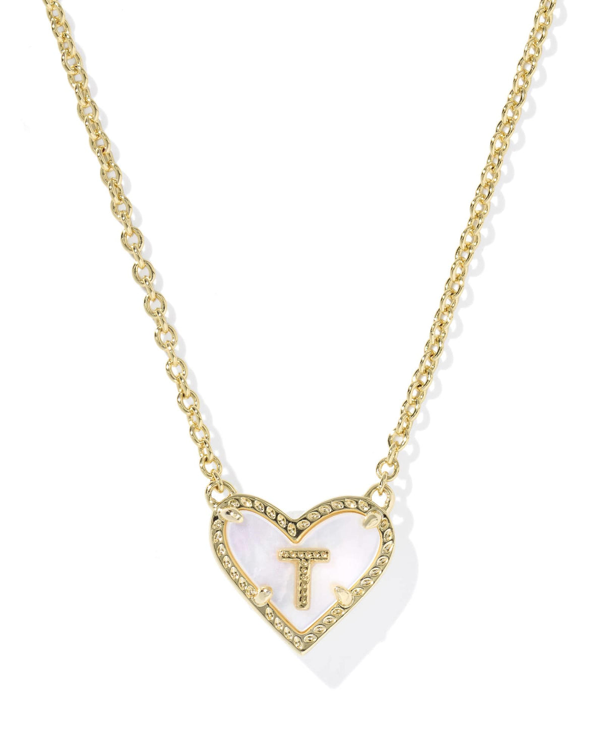 Ari Heart Letter T Gold Short Pendant Necklace