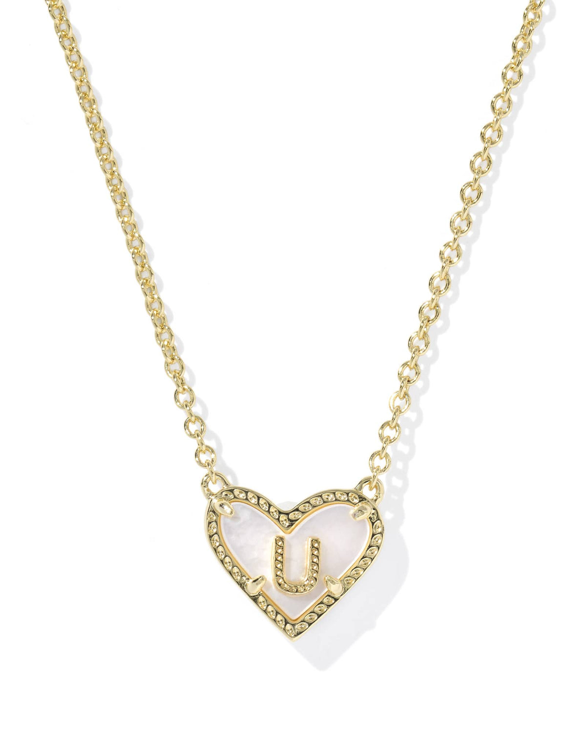 Ari Heart Letter U Gold Short Pendant Necklace