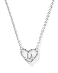 Ari Heart Letter U Silver Short Pendant Necklace
