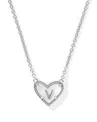 Ari Heart Letter V Silver Short Pendant Necklace