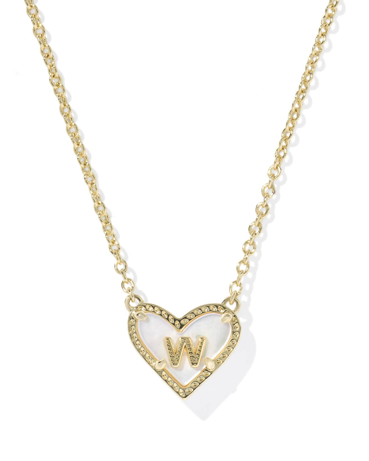 Ari Heart Letter W Gold Short Pendant Necklace