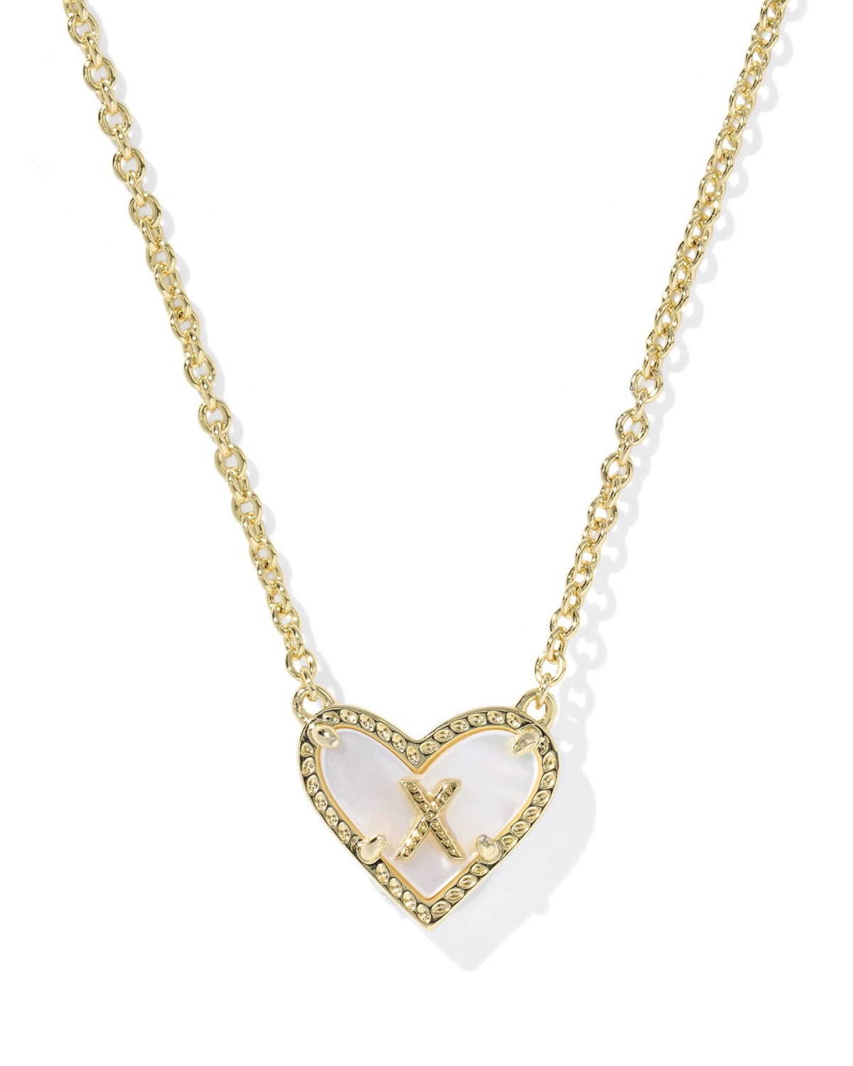 Ari Heart Letter X Gold Short Pendant Necklace