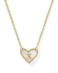 Ari Heart Letter X Gold Short Pendant Necklace