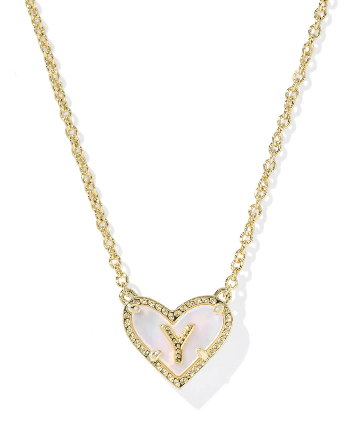 Ari Heart Letter Y Gold Short Pendant Necklace